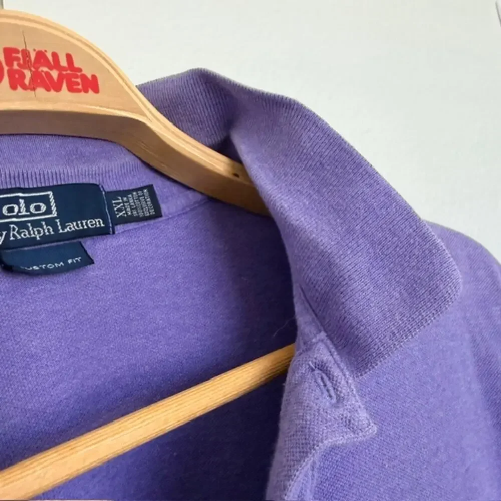 Ralph Lauren Polo Shirt Men Custom Fit XXL Blue Purple Short Sleeve Soft Casual
